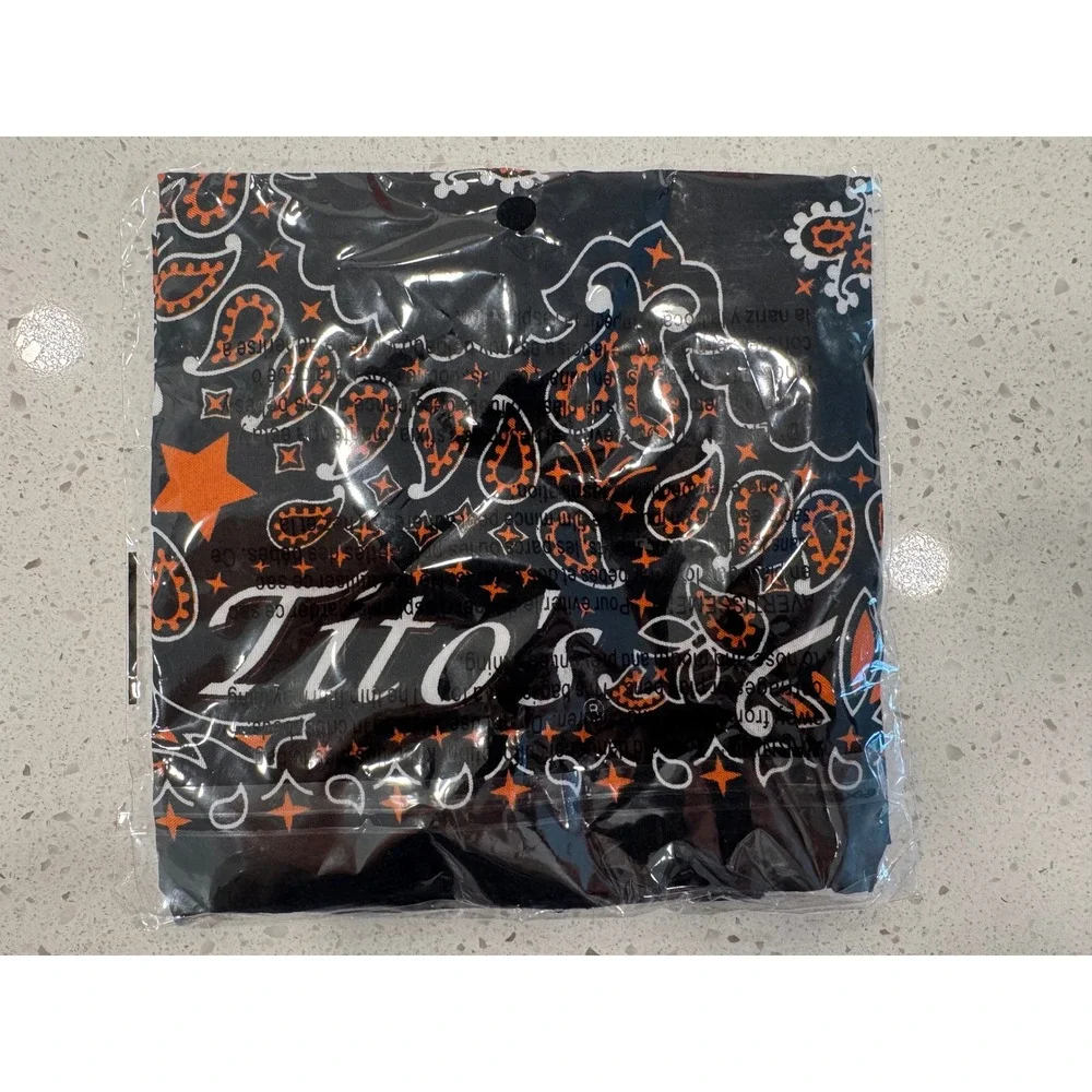Tito's Handmade Vodka Bandana Unisex OS Black Orange NIP Paisley Streetwear